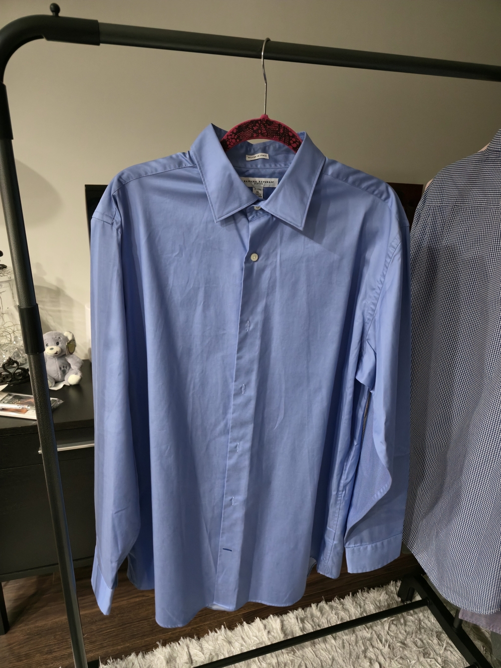 Banana Republic Fitted Dress Shirt Light Blue XL Italian Fabric